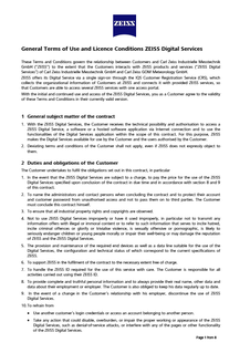 Предварително изображение на General Terms of Use and Licence Conditions ZEISS Digital Services