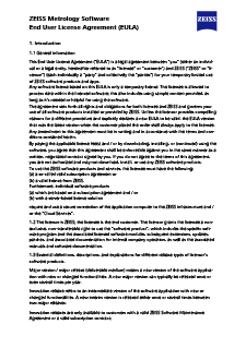 Предварително изображение на ZEISS Metrology Software End User License Agreement (EULA)