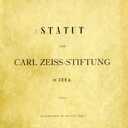 Изображение на статута на фондация Carl Zeiss. 