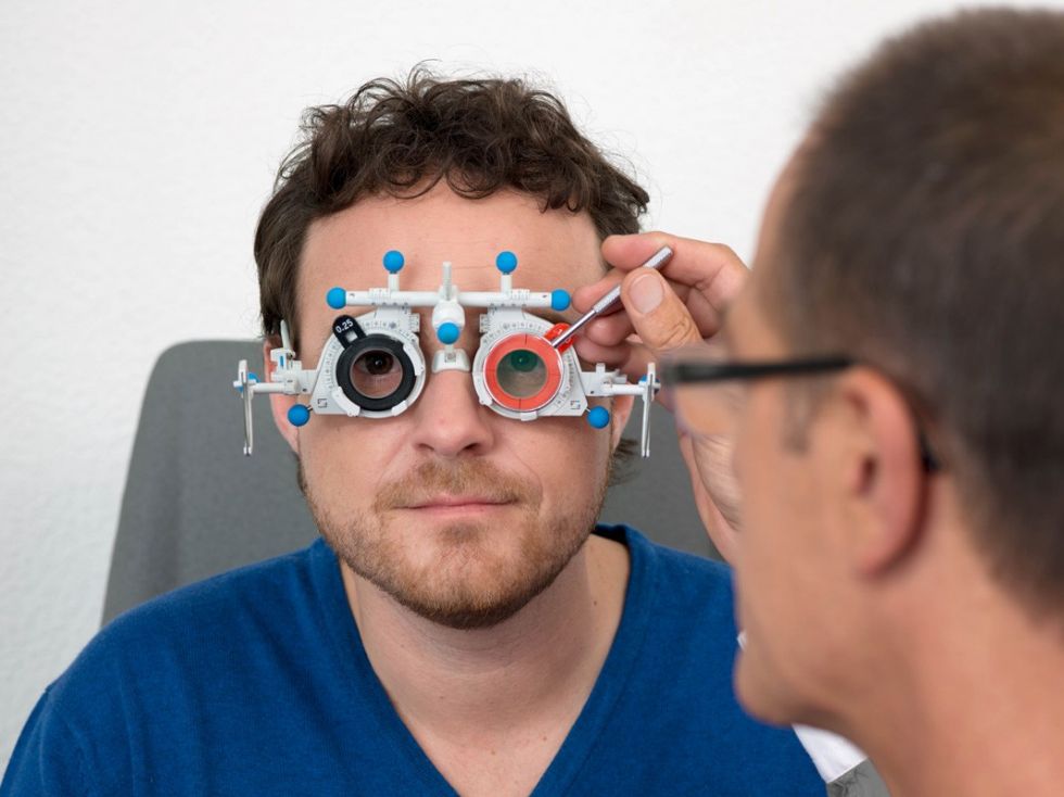 At Optician - Subjective binocular refraction